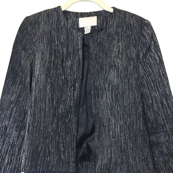 H&M Black Jacket made from Silver Metallic Fabric - Party Jacket - Size 4 / XS - Picture 2 of 8